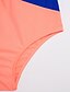 cheap Women&#039;s Swimwear &amp; Bikinis-Women&#039;s Plunging Neckline / Color Block Yellow Blue One-piece Swimwear - Color Block S M L / Wireless / Padded Bras