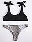 cheap Women&#039;s Lingerie-Women&#039;s Floral / Plunging Neckline / Lace Up Halter Neck Black Bikini Swimwear - Solid Colored S M L