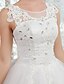 preiswerte Hochzeitskleider-Ballkleid U-Ausschnitt Boden-Länge Tüll / Perlen-Spitze Maßgeschneiderte Brautkleider mit Applikationen durch LAN TING BRIDE® / Glanz &amp; Glamour