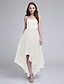 cheap Bridesmaid Dresses-A-Line Sweetheart Neckline Asymmetrical Satin / Tulle Bridesmaid Dress with Sash / Ribbon by LAN TING BRIDE®