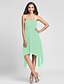 cheap Bridesmaid Dresses-A-Line / Ball Gown Halter Neck Knee Length / Asymmetrical Chiffon Bridesmaid Dress with Draping by LAN TING BRIDE® / Open Back