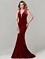 Χαμηλού Κόστους Φορέματα ειδικών περιστάσεων-Τρομπέτα / Γοργόνα Κομψό Μινιμαλιστική Αργίες Κοκτέιλ Πάρτι Χοροεσπερίδα Φόρεμα Βυθίζοντας το λαιμό Αμάνικο Ουρά Βελούδο με Πλισέ 2020