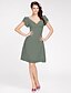 abordables Robes de demoiselle d&#039;honneur-Ball Gown / A-Line V Neck Knee Length Chiffon Bridesmaid Dress with Criss Cross