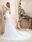 cheap Wedding Dresses-Mermaid / Trumpet Wedding Dresses Bateau Neck Court Train Chiffon Corded Lace Long Sleeve Romantic Sexy See-Through Backless Illusion Sleeve with Buttons Appliques 2022 / Royal Style