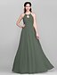 cheap Bridesmaid Dresses-A-Line Bridesmaid Dress Jewel Neck Sleeveless Elegant Floor Length Chiffon with Sash / Ribbon / Ruched / Draping