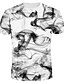 abordables Camisetas 3D de hombre-Hombre Camiseta Geométrico Bloque de color Escote Redondo Blanco Manga Corta Talla Grande Diario Fin de semana Estampado Tops Básico Exagerado / Verano / Verano