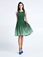 cheap Bridesmaid Dresses-A-Line Bridesmaid Dress Scoop Neck Sleeveless Knee Length Chiffon with Ruched