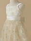 cheap Flower Girl Dresses-A-Line Tea Length Flower Girl Dress Pageant &amp; Performance Cute Prom Dress Lace with Bow(s) Fit 3-16 Years