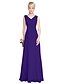 cheap Bridesmaid Dresses-Sheath / Column V Neck Floor Length Georgette Bridesmaid Dress with Crystals / Side Draping