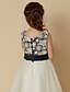 preiswerte Kleider für die Blumenmädchen-A-Linie Tee-Länge Blumenmädchenkleid Süßes Ballkleid Satin mit Schärpe / Band Fit 3-16 Jahre