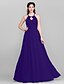 cheap Bridesmaid Dresses-A-Line Bridesmaid Dress Jewel Neck Sleeveless Elegant Floor Length Chiffon with Sash / Ribbon / Ruched / Draping