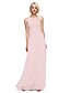 cheap Bridesmaid Dresses-Ball Gown Notched Floor Length Chiffon Bridesmaid Dress with Beading / Flower by LAN TING BRIDE®