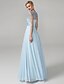 cheap Prom Dresses-Ball Gown Elegant Dress Prom Formal Evening Floor Length 3/4 Length Sleeve Jewel Neck Chiffon with Crystals Beading 2024