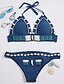 tanie Stroje Kąpielowe Damskie-Damskie Stroje kąpielowe Bikini Kostium kąpielowy Niebieski Halter Kostiumy kąpielowe