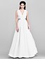 cheap Bridesmaid Dresses-A-Line Bridesmaid Dress V Neck Sleeveless Open Back Floor Length Chiffon with Sash / Ribbon / Bow(s) / Side Draping