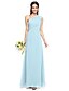 cheap Bridesmaid Dresses-Sheath / Column One Shoulder Floor Length Chiffon Bridesmaid Dress with Pleats / Side Draping