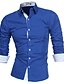 economico Мужские рубашки-Men&#039;s Solid Colored Plus Size Shirt Long Sleeve Daily Slim Tops Business Basic Button Down Collar White Black Blue / Spring / Fall / Work
