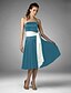 cheap The Wedding Store-Ball Gown / A-Line Bridesmaid Dress Strapless Sleeveless Color Block Knee Length Satin with Sash / Ribbon 2022