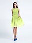 cheap Bridesmaid Dresses-A-Line Bridesmaid Dress Scoop Neck Sleeveless Knee Length Chiffon with Ruched