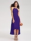 cheap Bridesmaid Dresses-A-Line Bridesmaid Dress Spaghetti Strap Sleeveless Open Back Asymmetrical Georgette with Ruched