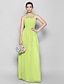 billige Brudepigekjoler-Tube / kolonne Scoop Neck Gulvlang Chiffon Brudepigekjole med Drapering ved LAN TING BRIDE®