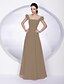 cheap The Wedding Store-Ball Gown / A-Line Bridesmaid Dress Off Shoulder Short Sleeve Elegant Floor Length Chiffon with Sash / Ribbon / Pleats 2022