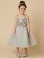 cheap Flower Girl Dresses-Princess Tea Length Flower Girl Dress - Tulle / Sequined Sleeveless Spaghetti Strap with Sequin / Flower by LAN TING BRIDE®