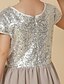 お買い得  子供用ドレス-Ａライン セミロング丈 フラワーガールドレス かわいいウエディング ドレス シフォン ととも​​に スパンコール フィット 3-16 歳