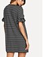 billige Kjoler til kvinner-Dame Ferie T skjorte Kjole - Stripet, Trykt mønster Ovenfor knéet