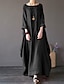 cheap Maxi Dresses-Women&#039;s Maxi long Dress Shift Dress Green White Black Red Light Blue 3/4 Length Sleeve Pocket Solid Color Pure Color Boat Neck Fall Spring Basic Casual 2022 Loose L XL XXL 3XL 4XL 5XL