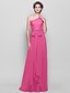 cheap Bridesmaid Dresses-Sheath / Column One Shoulder Floor Length Chiffon Bridesmaid Dress with Bow(s)