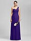 cheap Bridesmaid Dresses-Sheath / Column One Shoulder / Sweetheart Neckline Floor Length Chiffon Bridesmaid Dress with Criss Cross / Ruched / Draping