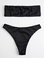 olcso Bikinik és fürdőruhák-Női Pánt nélküli Fekete Pánt nélküli Bugyik Bikini Fürdőruha - Egyszínű S M L