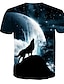 abordables T-shirt 3D homme-Homme T shirt Tee Animal Col Rond Noir Manches Courtes du quotidien Vacances Imprimer Hauts basique / Eté / Eté