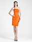 Χαμηλού Κόστους Φορέματα Παρανύμφων-Ίσια Γραμμή Φόρεμα Παρανύμφων Στράπλες Αμάνικο Σέξι Μέχρι το γόνατο Σατέν με Πλαϊνό ντραπέ 2022
