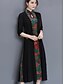 cheap Women&#039;s Dresses-Women&#039;s Plus Size Black Dress Chinoiserie Spring Daily Holiday Shift Floral Stand Patchwork Print M L