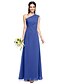 cheap Bridesmaid Dresses-Sheath / Column One Shoulder Floor Length Chiffon Bridesmaid Dress with Pleats / Side Draping