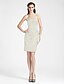 cheap Bridesmaid Dresses-Sheath / Column Bridesmaid Dress Strapless Sleeveless Sexy Knee Length Satin with Side Draping 2022