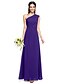 cheap Bridesmaid Dresses-Sheath / Column One Shoulder Floor Length Chiffon Bridesmaid Dress with Pleats / Side Draping