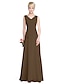 cheap Bridesmaid Dresses-Sheath / Column V Neck Floor Length Georgette Bridesmaid Dress with Crystals / Side Draping