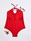 preiswerte Einteilige Badeanzüge-Damen solide Sport Einteiler Badeanzug Solide Halter Bademode Badeanzüge Weiß Schwarz Rot / Sexy