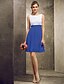 cheap Bridesmaid Dresses-A-Line Bateau Neck Short / Mini Chiffon Bridesmaid Dress with Pleats by LAN TING BRIDE®