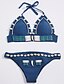 tanie Stroje Kąpielowe Damskie-Damskie Stroje kąpielowe Bikini Kostium kąpielowy Niebieski Halter Kostiumy kąpielowe