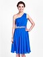 cheap Bridesmaid Dresses-Ball Gown / A-Line One Shoulder Knee Length Chiffon Bridesmaid Dress with Beading / Draping / Side Draping
