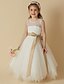 cheap Flower Girl Dresses-Princess Tea Length Flower Girl Dress Wedding Cute Prom Dress Satin with Sash / Ribbon Fit 3-16 Years