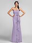 cheap Bridesmaid Dresses-Sheath / Column Bridesmaid Dress Sweetheart Sleeveless Floral Floor Length Chiffon with Draping / Cascading Ruffles / Flower 2022