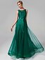 cheap Prom Dresses-A-Line Elegant Dress Prom Formal Evening Floor Length Sleeveless Scoop Neck Tulle with Beading Appliques 2024