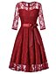 cheap Cocktail Dresses-A-Line Elegant Vintage Inspired Homecoming Prom Dress Jewel Neck 3/4 Length Sleeve Knee Length Lace with Sash / Ribbon 2020