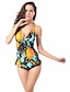 tanie Bikini i odzież kąpielowa-Damskie Halter Tęczowy Dół typu Cheeky Tankini Stroje kąpielowe Kostium kąpielowy - Tęczowy Odkryte plecy M L XL Tęczowy