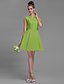 cheap The Wedding Store-A-Line Bridesmaid Dress Bateau Neck Sleeveless Short / Mini Satin with Bow(s)